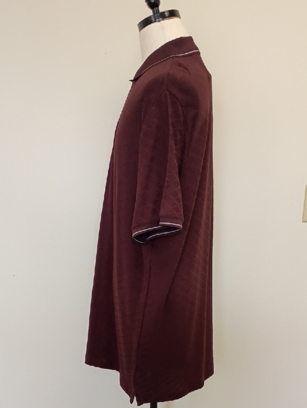 Perry Ellis Burgundy Textured Polo Shirt Contrast Trim Short Sleeve Size XXL - Picture 3 of 12